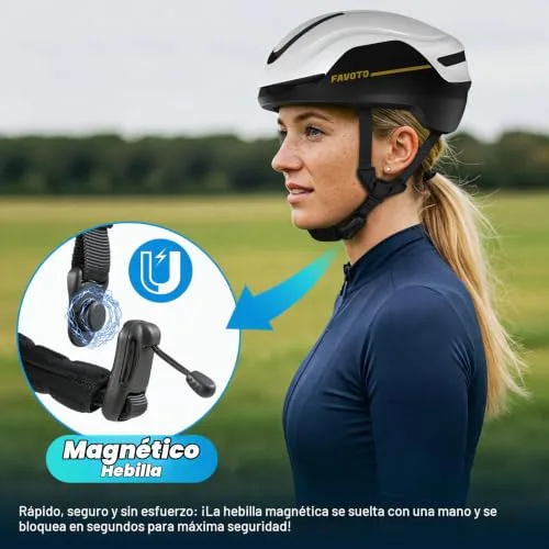 Favoto ▫️ Capacete para bicicleta elétrica e de estrada para homem com pisca-pisca, para adultos 3