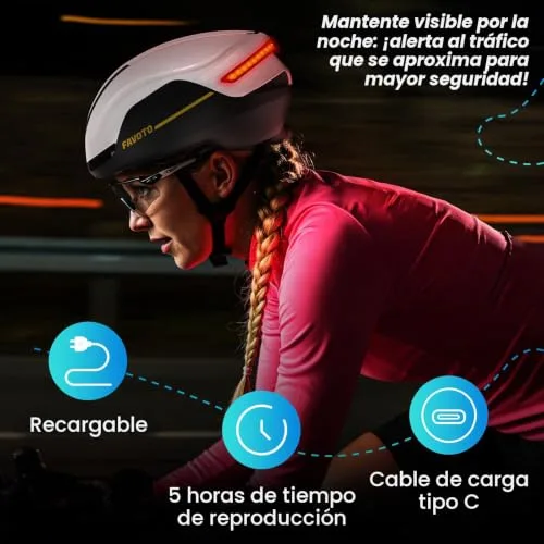 Favoto ▫️ Capacete para bicicleta elétrica e de estrada para homem com pisca-pisca, para adultos 5