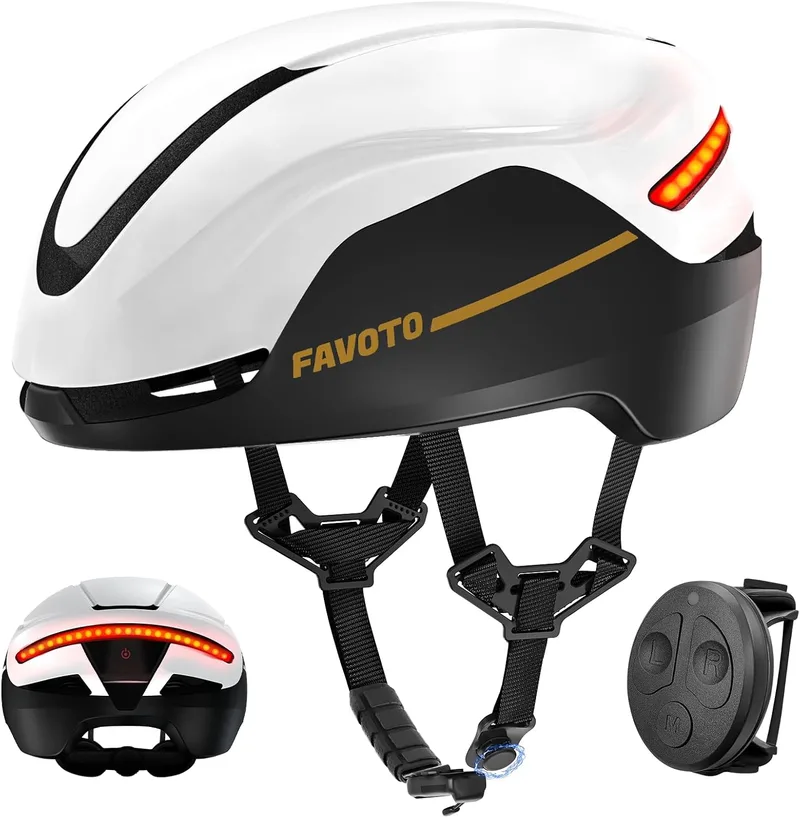 Favoto ▫️ Capacete para bicicleta elétrica e de estrada para homem com pisca-pisca, para adultos