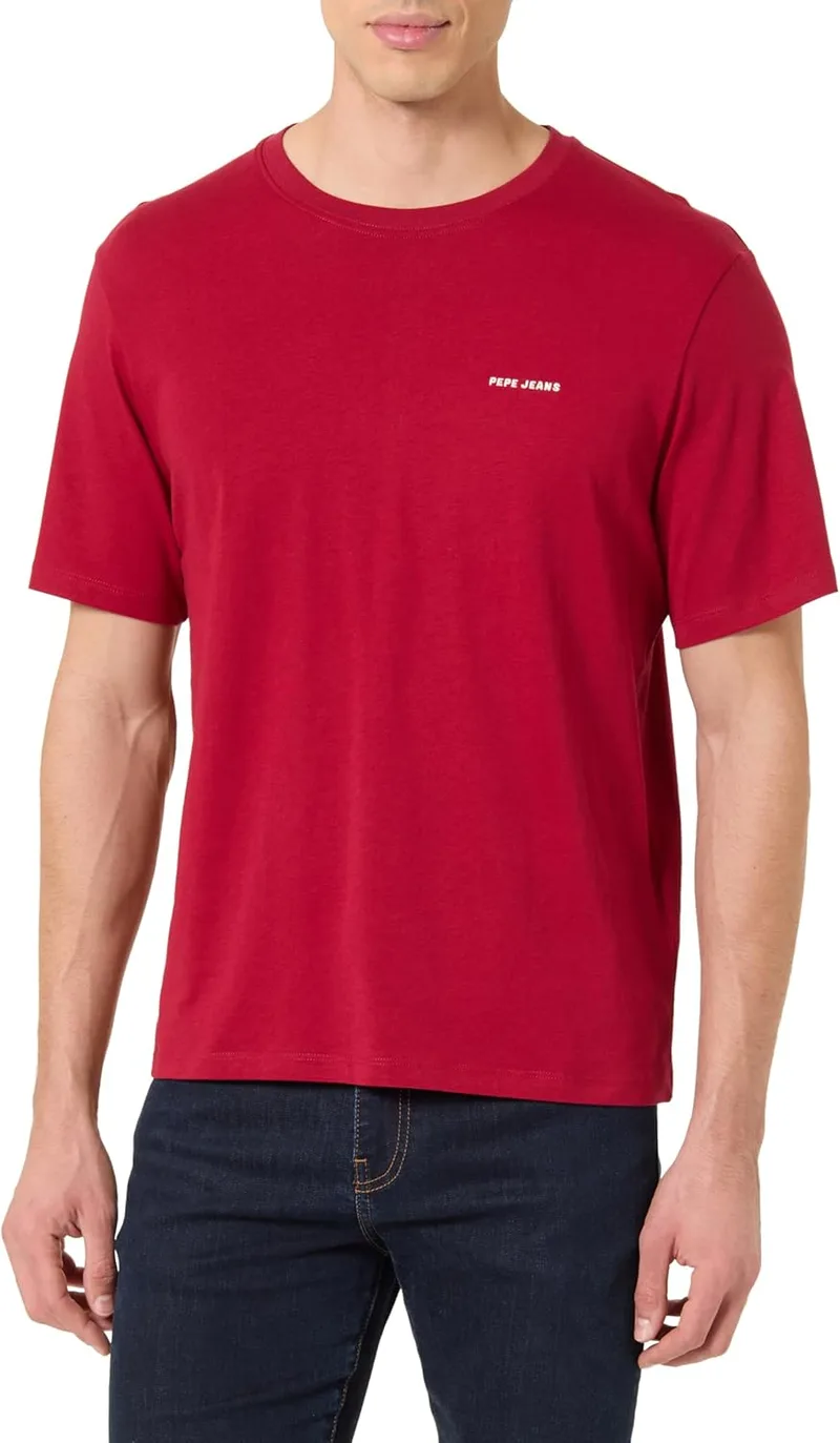 Pepe Jeans ▫️ T-Shirt M Basic Logo, Vermelho (vermelho tibetano), XS para homem