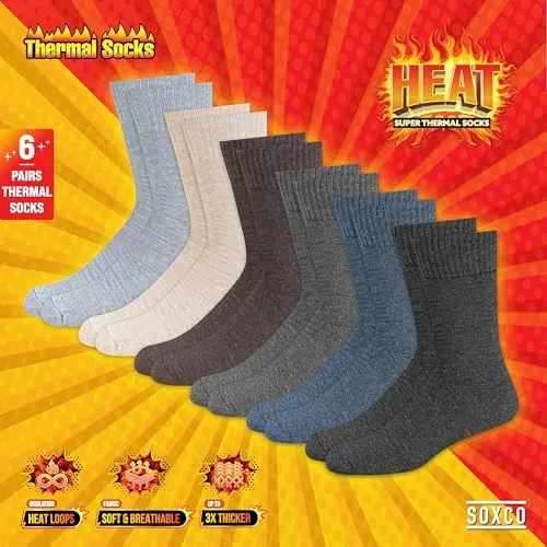 SOXCO ▫️ Meias térmicas para homem e mulher - Meias quentes de inverno, embalagem de 6 pares 3