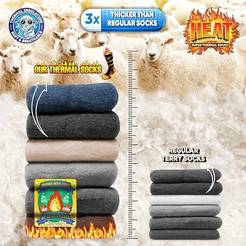 SOXCO ▫️ Meias térmicas para homem e mulher - Meias quentes de inverno, embalagem de 6 pares 4