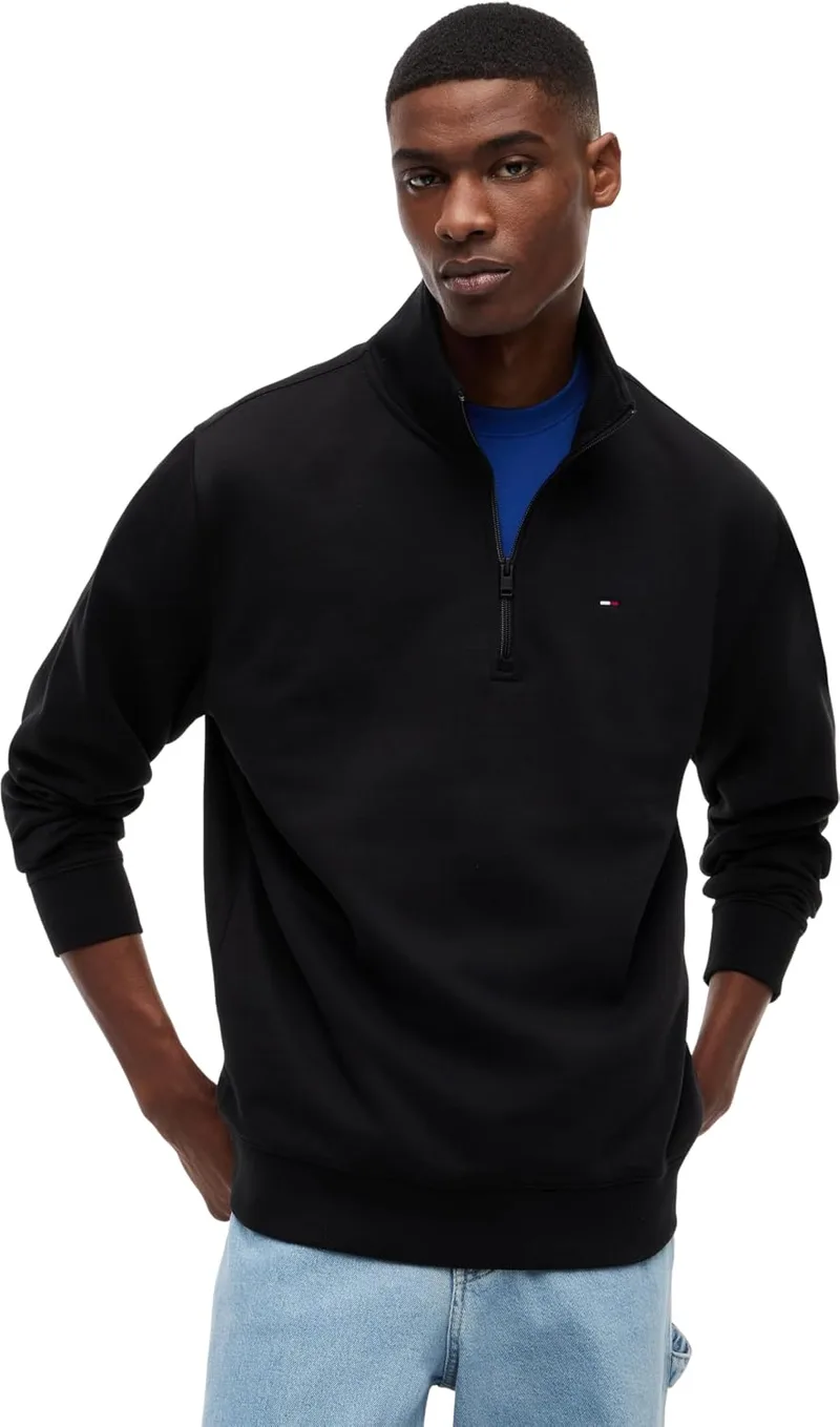 Tommy Jeans ▫️ TJM Reg Fleece 1/4zip Mock Neck Dm0dm20339 Camisola com meio fecho para homem