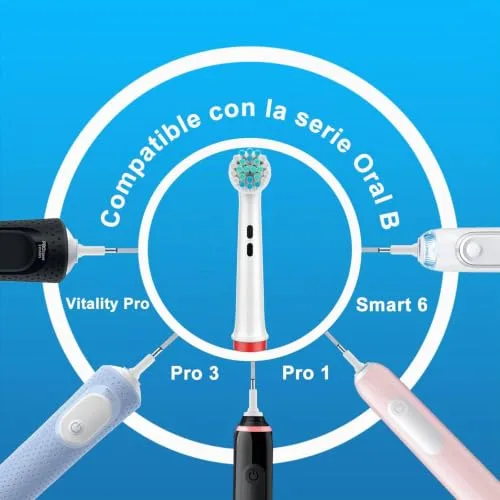 Oddekey ▫️ Escovas de substituição compatíveis com Braun Oral-B Vitality Pro, Pro 3, cabeças para escova elétrica Oral-B, peças de substituição para cuidados suaves, embalagem com 8 cabeças, branco 2
