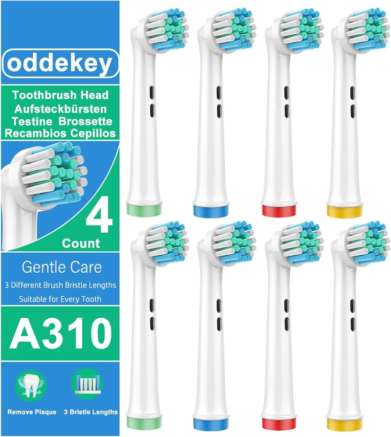Oddekey ▫️ Escovas de substituição compatíveis com Braun Oral-B Vitality Pro, Pro 3, cabeças para escova elétrica Oral-B, peças de substituição para cuidados suaves, embalagem com 8 cabeças, branco