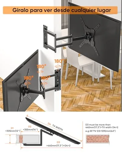 FORGING MOUNT ▫️ Suporte de parede para TV 26-65", braço extra longo de 1035 mm, até 35 kg 4