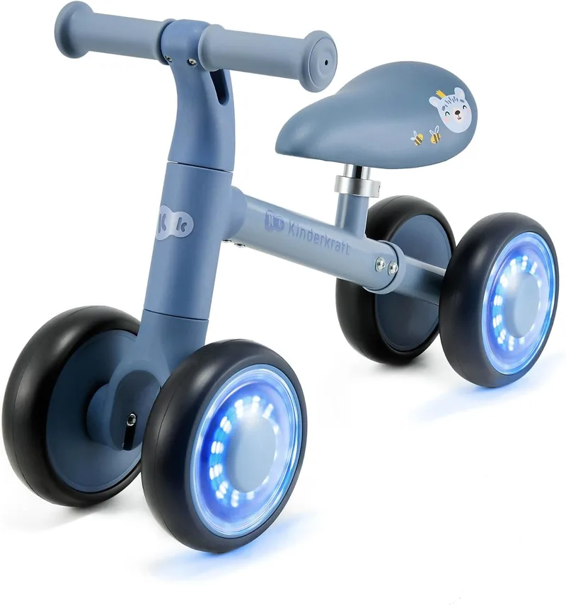 Kinderkraft ▫️ Cutie Flash – Bicicleta de treino para crianças, sem pedais, rodas com luzes LED, design moderno, construção segura, para crianças a partir de 1 ano