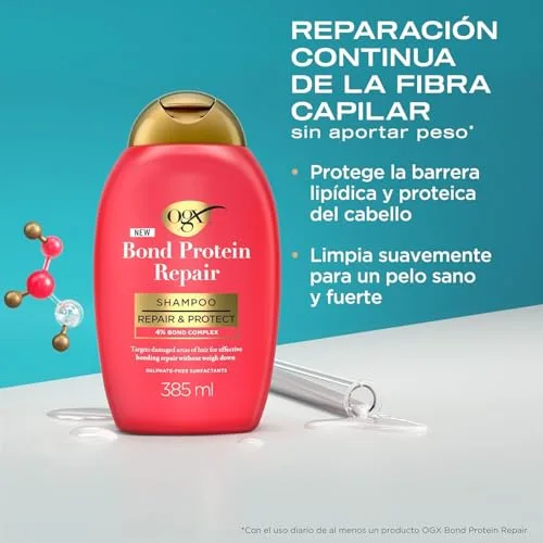 OGX ▫️ Bond Protein Repair Shampoo (385 ml), champô que protege e repara o cabelo, com a tecnologia Lipi Pro Shield, com tensioativos sem sulfatos, para cabelos secos e danificados 2