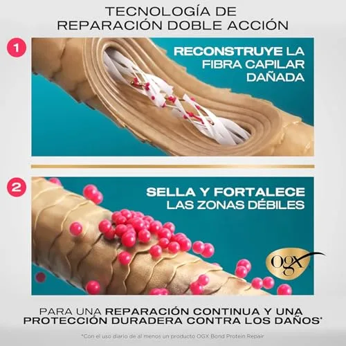 OGX ▫️ Bond Protein Repair Shampoo (385 ml), champô que protege e repara o cabelo, com a tecnologia Lipi Pro Shield, com tensioativos sem sulfatos, para cabelos secos e danificados 3