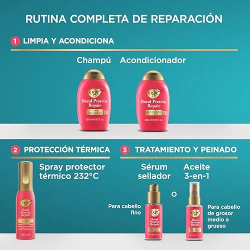 OGX ▫️ Bond Protein Repair Shampoo (385 ml), champô que protege e repara o cabelo, com a tecnologia Lipi Pro Shield, com tensioativos sem sulfatos, para cabelos secos e danificados 6