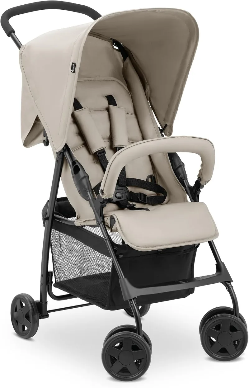hauck ▫️ Cadeira de passeio ultraleve para viagem, 5,9 kg, Sport Beige | Dobre rápida e compacta, cadeira de bebé reclinável desde o nascimento até aos 15 kg, cesto XL e rodas de plástico à prova de furos