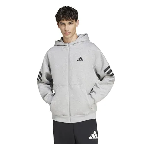 adidas ▫️ Future Icons - Camisola com capuz e fecho de correr completo para homem, design com três riscas (pacote de 1) 2