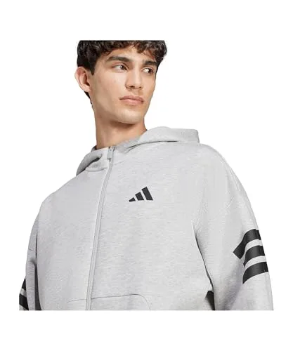 adidas ▫️ Future Icons - Camisola com capuz e fecho de correr completo para homem, design com três riscas (pacote de 1) 3