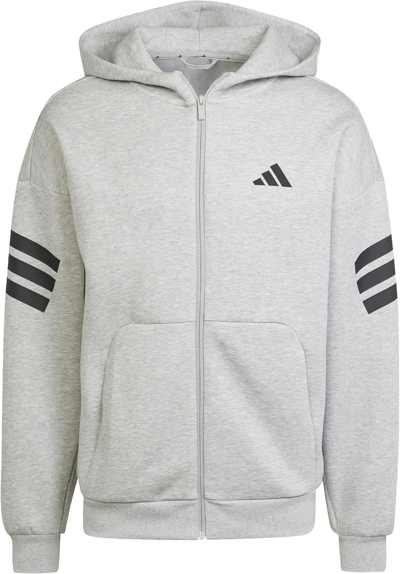 adidas ▫️ Future Icons - Camisola com capuz e fecho de correr completo para homem, design com três riscas (pacote de 1)