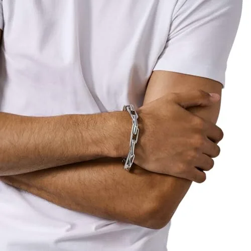 Diesel ▫️ Pulseira para homem em aço inoxidável em tom prateado com fecho de lagosta 2