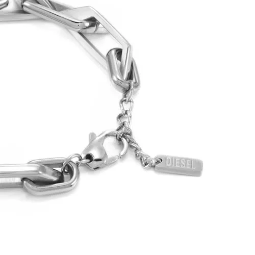 Diesel ▫️ Pulseira para homem em aço inoxidável em tom prateado com fecho de lagosta 4