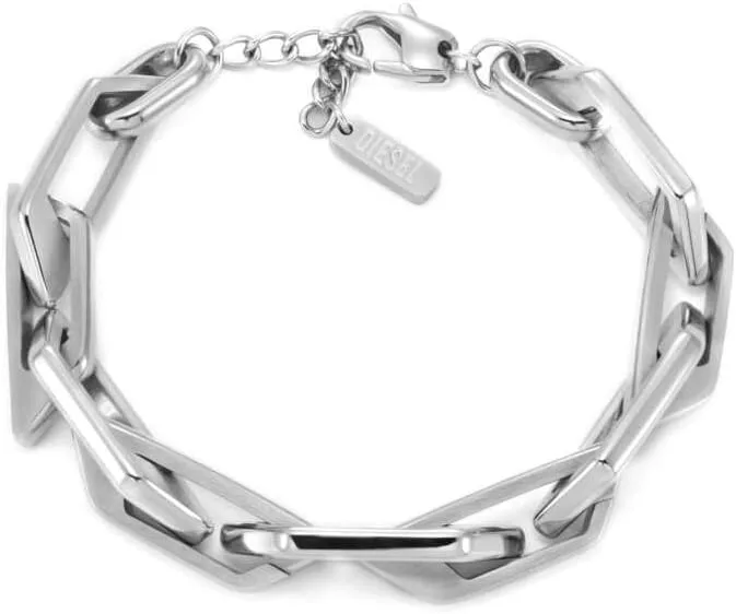 Diesel ▫️ Pulseira para homem em aço inoxidável em tom prateado com fecho de lagosta