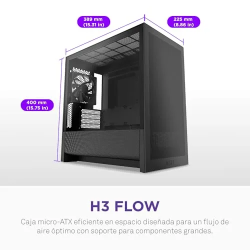 NZXT ▫️ H3 Flow - Caixa para PC Micro-ATX com fluxo de ar - Preto 2