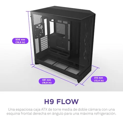 NZXT ▫️ H9 Flow - Caixa para PC ATX de câmara dupla - Preto 2