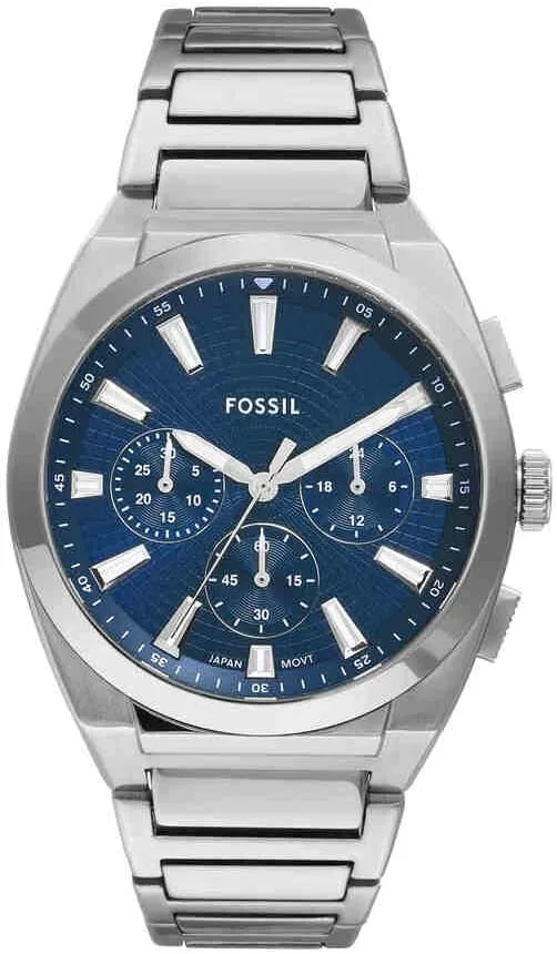Fossil ▫️ Relógio Everett para homem, movimento cronógrafo de quartzo com bracelete em pele ou aço