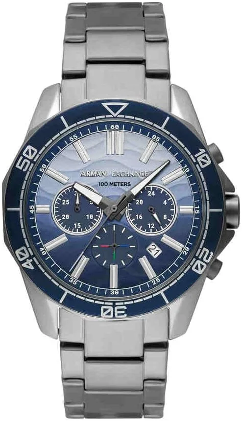 Relógio de homem Armani Exchange, movimento cronógrafo de quartzo, caixa de 44 mm com bracelete em aço inoxidável