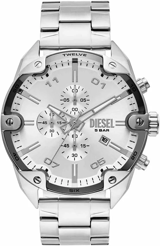 Relógio Diesel Spiked para homem, movimento cronógrafo de quartzo com bracelete em aço inoxidável