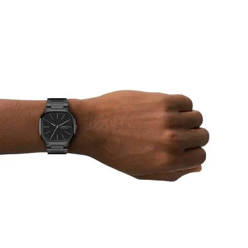 Skagen ▫️ Relógio Mellem para homem, movimento de quartzo de três ponteiros com bracelete em aço inoxidável 4
