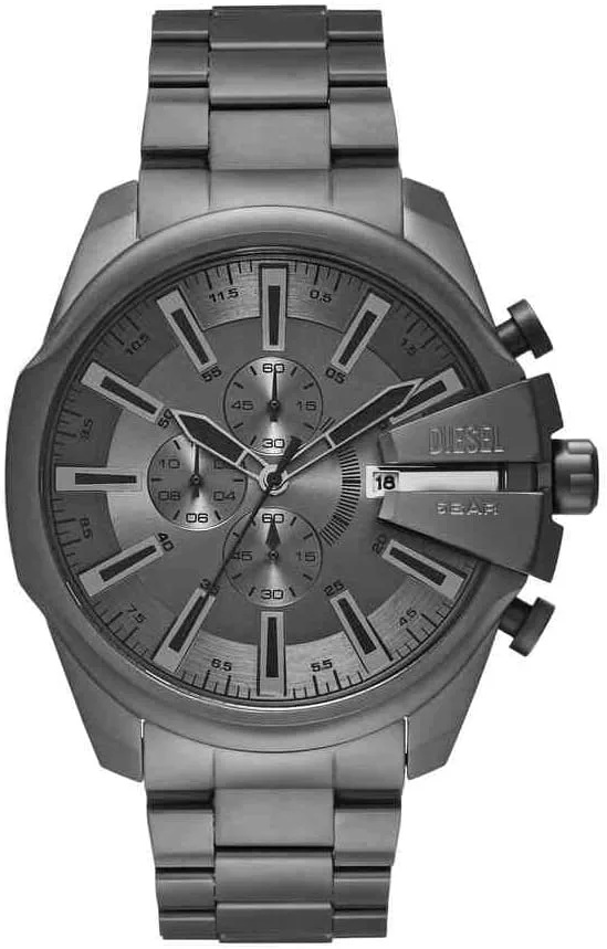 Diesel ▫️ Homen Mega Chief Slim, relógio cronógrafo com bracelete em aço inoxidável ou em pele