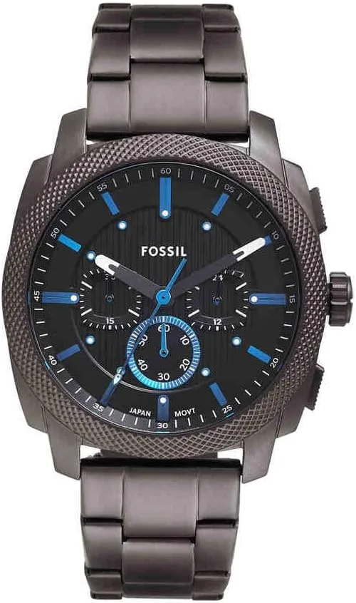 Relógio Fossil New Machine para homem, 44 mm, movimento cronógrafo de quartzo com aço inoxidável