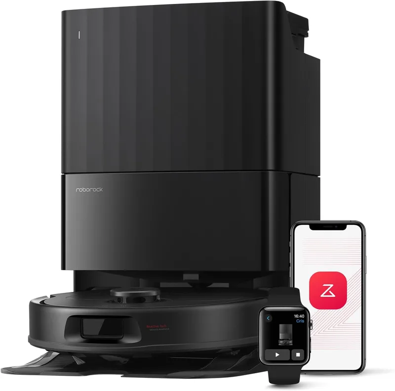 roborock ▫️ Robô aspirador QV 35A, 8000 Pa de sucção, duas esfregonas giratórias eleváveis, escovas anti-emaranhamento, tecnologia reativa para evitar obstáculos, navegação e mapeamento, Preto
