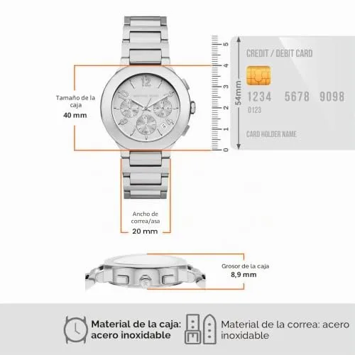 Michael Kors ▫️ Relógio Gramercy para mulher, movimento cronógrafo de quartzo com bracelete em aço inoxidável 7