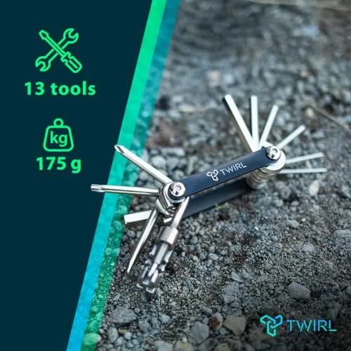 TWIRL ▫️ Ferramenta para bicicletas 13 funções, aço, compacta, conjunto de ferramentas para bicicletas 2