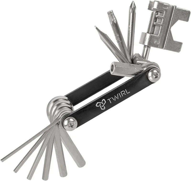 TWIRL ▫️ Ferramenta para bicicletas 13 funções, aço, compacta, conjunto de ferramentas para bicicletas