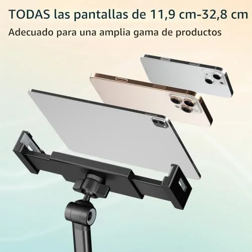 Putilsen Mount ▫️ Suporte para tablet, com suporte ajustável e flexível, compatível com iPad, Kindle, telemóvel e muito mais; suporte tipo pescoço de cisne para tablets de 4,7" a 12,9", versão de secretária, preto 2