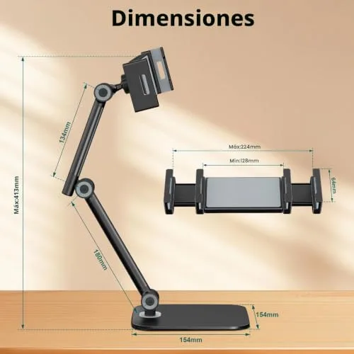 Putilsen Mount ▫️ Suporte para tablet, com suporte ajustável e flexível, compatível com iPad, Kindle, telemóvel e muito mais; suporte tipo pescoço de cisne para tablets de 4,7" a 12,9", versão de secretária, preto 6