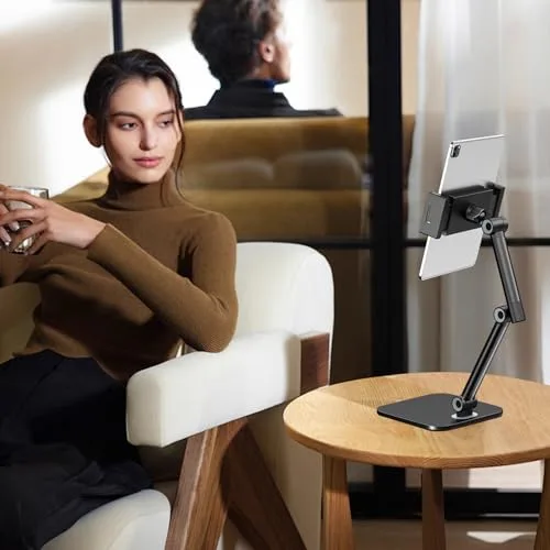 Putilsen Mount ▫️ Suporte para tablet, com suporte ajustável e flexível, compatível com iPad, Kindle, telemóvel e muito mais; suporte tipo pescoço de cisne para tablets de 4,7" a 12,9", versão de secretária, preto 7