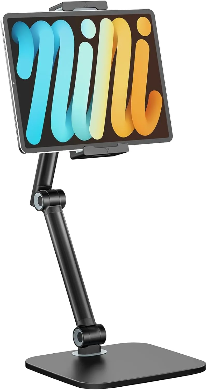 Putilsen Mount ▫️ Suporte para tablet, com suporte ajustável e flexível, compatível com iPad, Kindle, telemóvel e muito mais; suporte tipo pescoço de cisne para tablets de 4,7" a 12,9", versão de secretária, preto