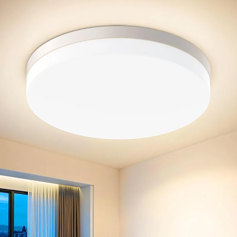 Kuwork ▫️ Luminária de teto LED de 48 W, Luminária de teto para quarto 4000 K 4800 LM, IP44 à prova de água, para casa de banho, cozinha, sala, quarto, varanda e corredor, Ø30 cm