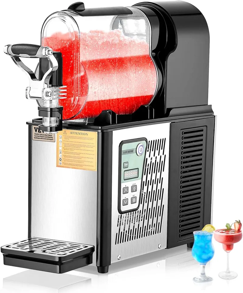 VEVOR ▫️ Máquina de Slushie Comercial com Tanque de 3 L Máquina de Slushie de Aço Inoxidável 12 Copos Máquina de Slushie para Festas em Casa, Restaurantes, Cafés, Bares, Bares, etc.