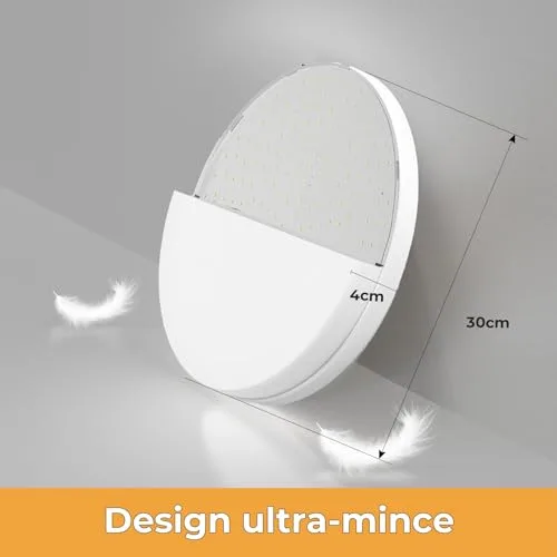 Kuwork ▫️ Luminária de teto LED de 48 W, Luminária de teto para quarto 3000 K 4800 LM, IP44 à prova de água, para casa de banho, cozinha, sala, quarto, varanda e corredor, Ø30 cm 3