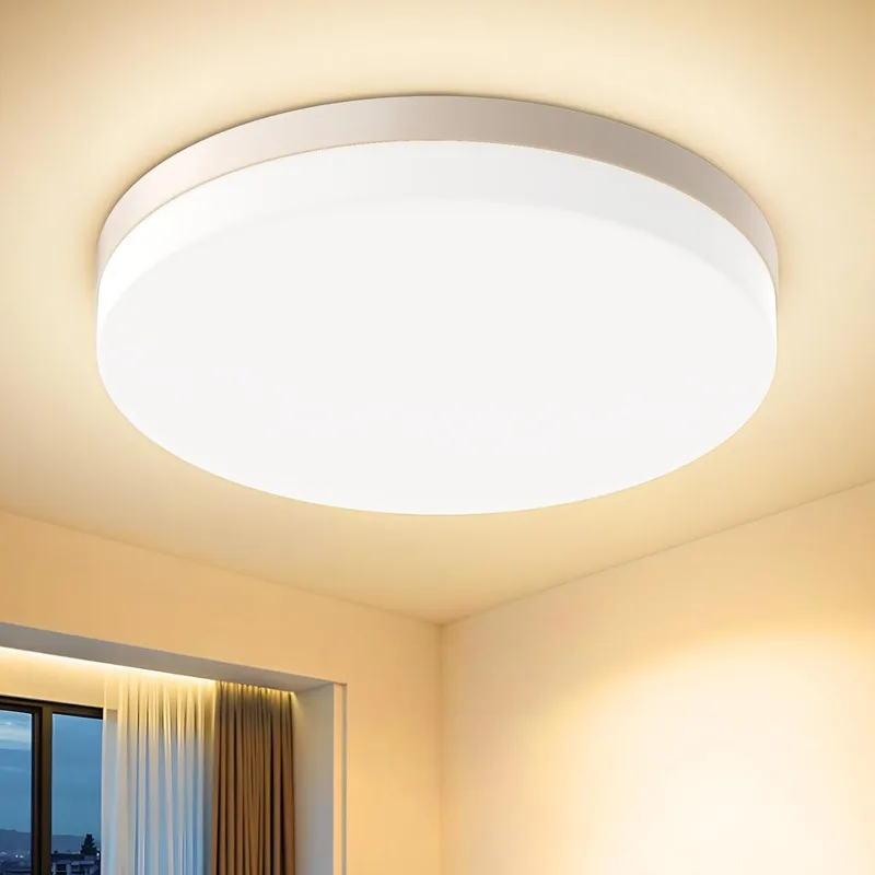 Kuwork ▫️ Luminária de teto LED de 48 W, Luminária de teto para quarto 3000 K 4800 LM, IP44 à prova de água, para casa de banho, cozinha, sala, quarto, varanda e corredor, Ø30 cm