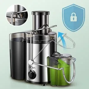 QCen ▫️ Extrator de sumo centrífugo de 800 W com ampla abertura de 3 polegadas, fácil de limpar, em aço inoxidável, sem BPA, ideal para frutas e legumes (Sliver, 500 W) 5
