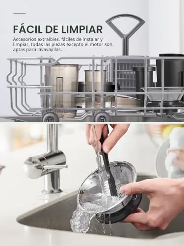 QCen ▫️ Extrator de sumo centrífugo de 800 W com ampla abertura de 3 polegadas, fácil de limpar, em aço inoxidável, sem BPA, ideal para frutas e legumes (Sliver, 800 W) 4