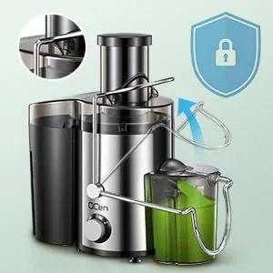 QCen ▫️ Extrator de sumo centrífugo de 800 W com ampla abertura de 3 polegadas, fácil de limpar, em aço inoxidável, sem BPA, ideal para frutas e legumes (Sliver, 800 W) 5
