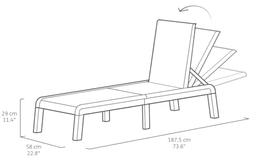 Keter ▫️ Palma – Espreguiçadeira de jardim dobrável com almofada incluída, para exterior (terraços, pátios, jardins), 4 posições, cor grafite 3