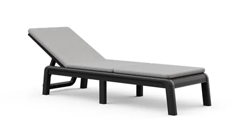 Keter ▫️ Palma – Espreguiçadeira de jardim dobrável com almofada incluída, para exterior (terraços, pátios, jardins), 4 posições, cor grafite 4