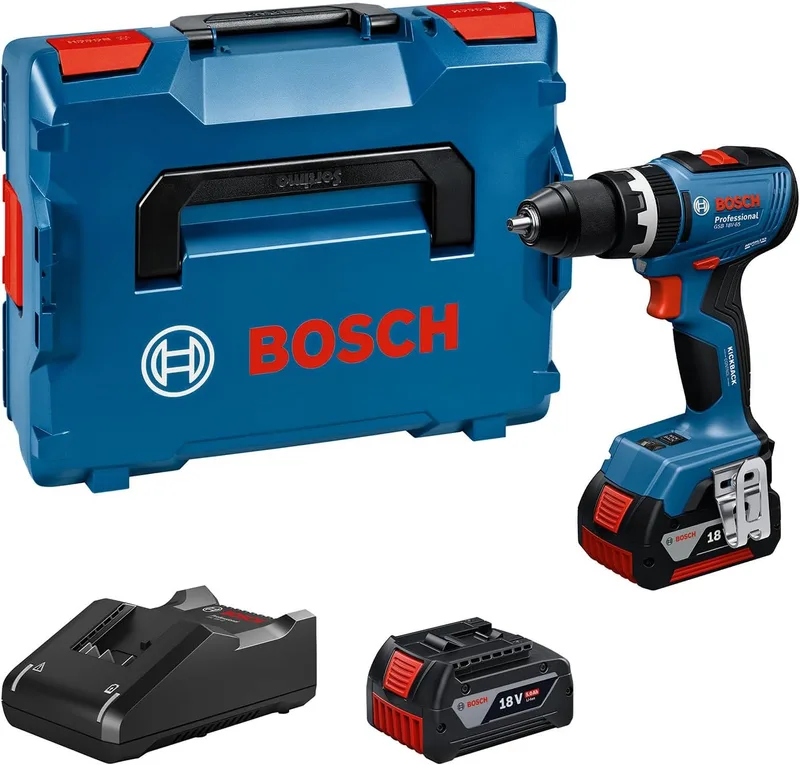Bosch Professional ▫️ Chave de parafusos a bateria GSB 18V-65 do Sistema 18V (motor sem escovas, comprimento da cabeça 175, inclui 2 baterias GBA 18 V 5,0 Ah, carregador GAL 18 V-40, L-BOXX)