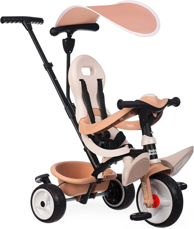 Smoby ▫️ Triciclo Baby Balade Bege Progressivo 3 em 1 - Travão, Assento Ergonómico, Guarda-sol Anti-UV, Rodas EVA, para crianças a partir dos 3 Meses (7600741403)