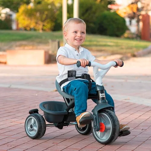 Smoby ▫️ Triciclo Baby Driver Confort Cinzento 3 em 1 Progressivo, Sustentável, Travão de Estacionamento, Barra para os Pais Ajustável, Volante com Buzina, dos 10 meses aos 3 anos (7600741503) 5