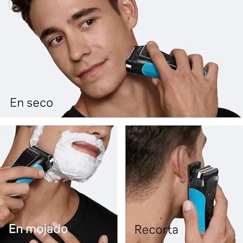 Braun ▫️ Máquina de barbear elétrica para homem Série 3, ProSkin 3040s, Preto/Azul 4